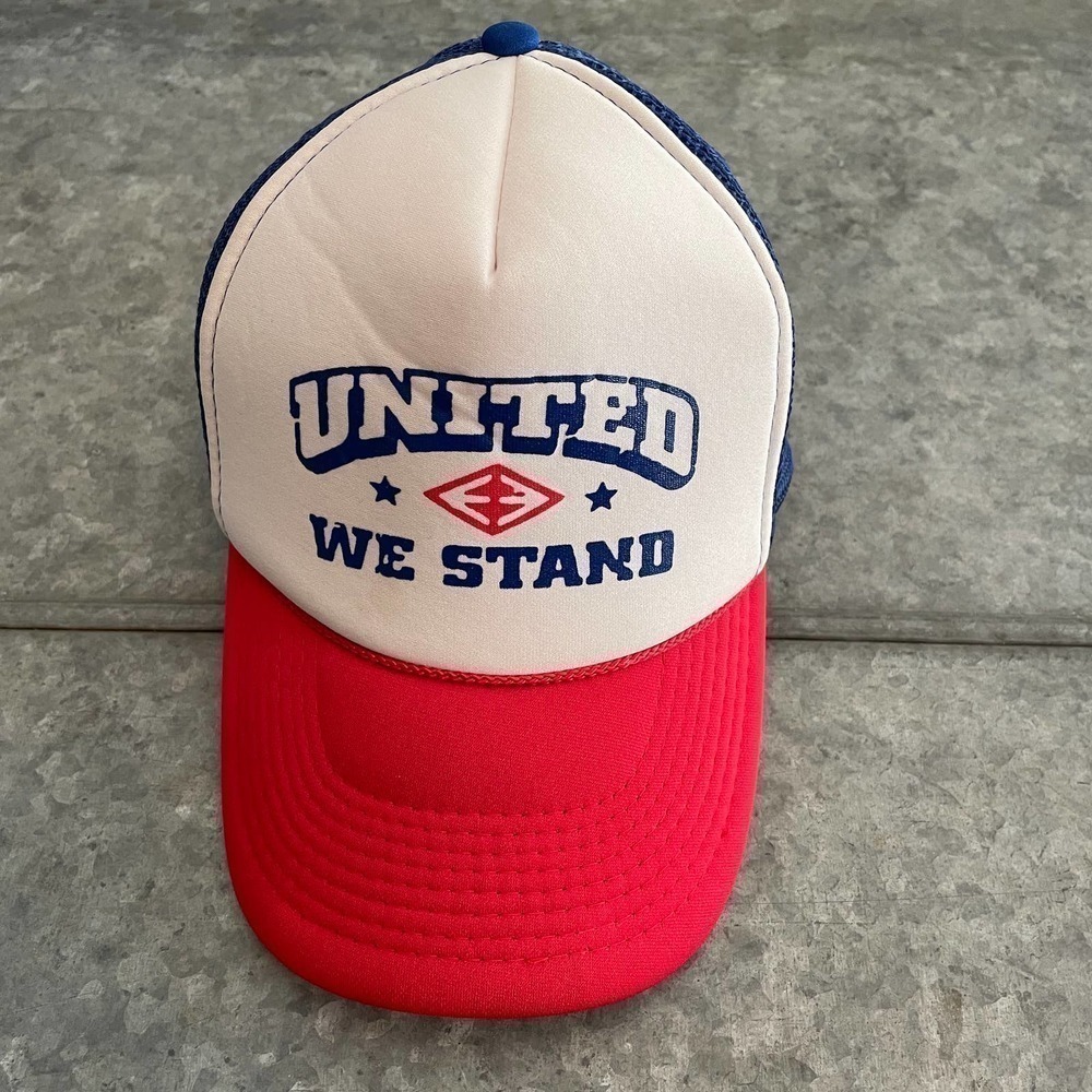 Vintage United We Stand Otto Trucker Mesh Snapback Hat Red White Blue Unisex O/S